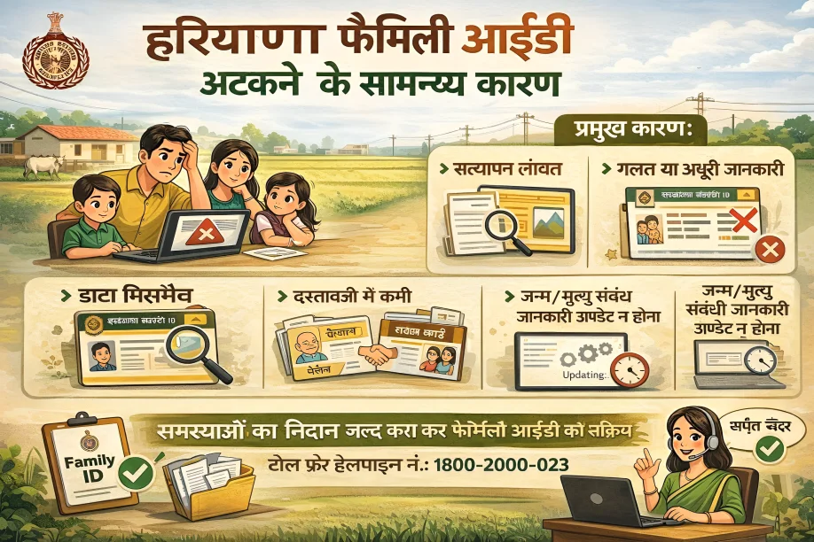 हरियाणा फैमिली आईडी अटकने के सामान्य कारण