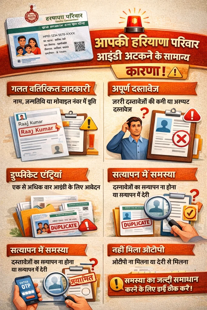 आपकी हरियाणा परिवार आईडी अटकने के सामान्य कारण