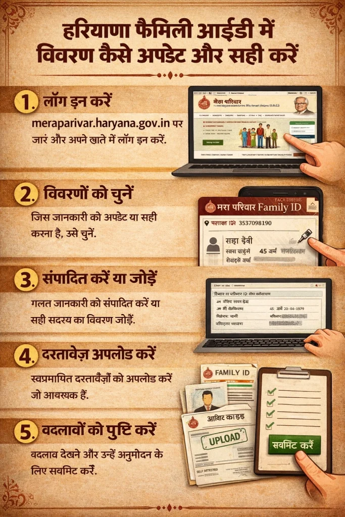 हरियाणा फैमिली आईडी में विवरण कैसे अपडेट और सही करें