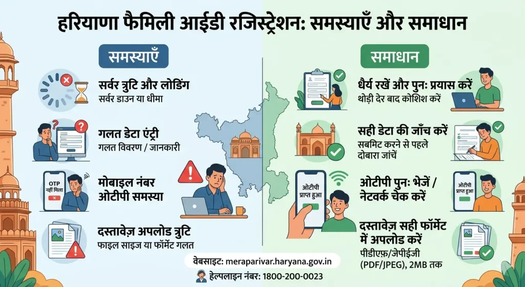 आम हरियाणा फैमिली आईडी रजिस्ट्रेशन समस्याएँ
